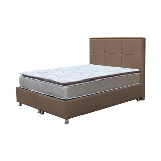 Double upholstered bed Fylliana Nicolle with storage space in brown color, size 208*162*120