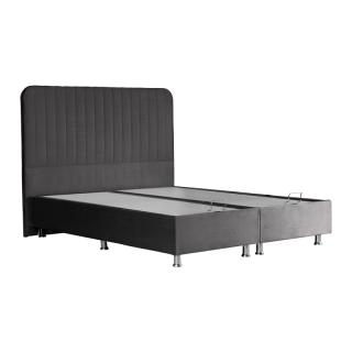 Double upholstered bed Karen with storage space in grey color, size 208x170x130