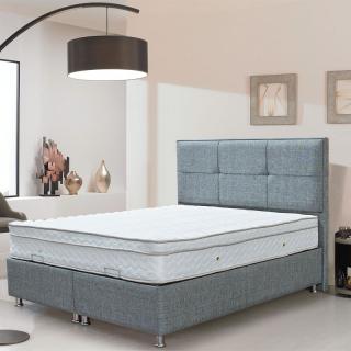 Double upholstered bed Fylliana Nicolle with storage space in gray color, size 208*162*130