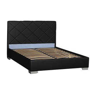 Double upholstered bed Fylliana Roma with storage space in black color, size 160*200