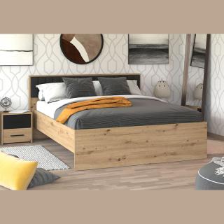 Double bed Varadero 160 in artisan oak and black color ,size 175x206x92cm