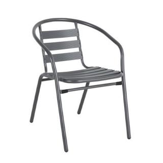 Stacking iron and aluminium chair Fylliana in grey color 54*62*74cm