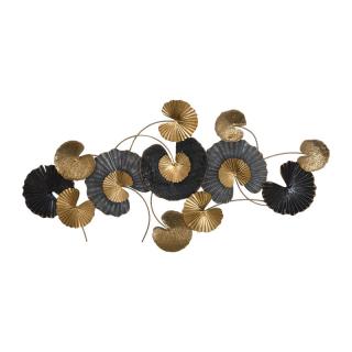 Metallic wall decoration Fylliana Circle in gold, black and gray color, size 130.5*5*66cm