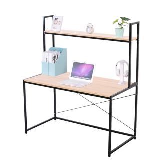 Metallic desk Fylliana with shelf in sonoma color, size 120*60*140cm