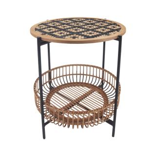 Metal round table Fylliana 2240 in beige-brown color ,size 50x50x55cm