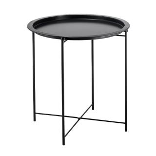 Round metallic table Fylliana Wr in black color ,size 50cm