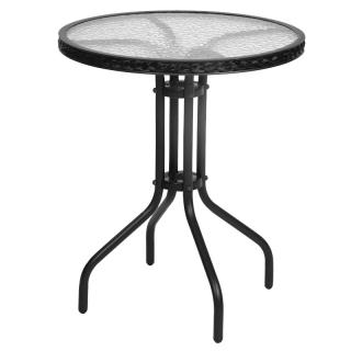 Round outdoot table Fylliana 072 metal in grey frame-grey rattan color ,size 60*70cm