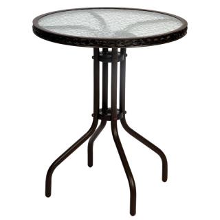 Round outdoot table Fylliana 072 metal in brown frame-brown rattan color ,size 60x70cm