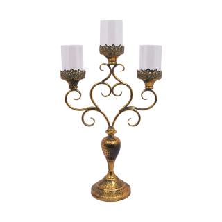 Triple Metal candle holder Fylliana 3077 in bronze color ,size 35,5x15x66cm