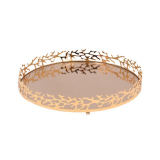 Round Metal tray Fylliana Dalli in gold color ,size 35x5cm