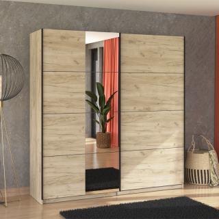 Wardrobe with mirror GARD 200 og h205 in grey oak color ,size 195x61x205cm