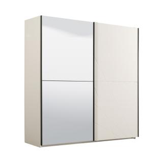 Wardrobe Fylliana Ksanti with mirror 220 OG White / White high gloss foil OB BLF 217*62.5*210