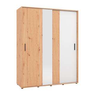 Wardrobe with mirror Atlas 165 og in artisan oak and white color ,size 163x57x206cm