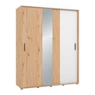 Wardrobe with mirror ATLAS 170 og in artisan and white color ,size 170x58,5x206cm