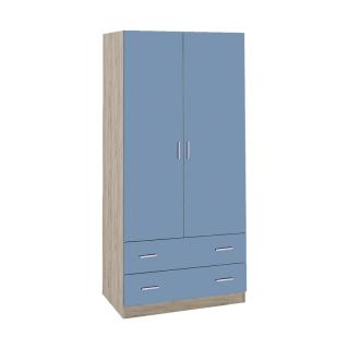 Wardrobe Fylliana Smile in grey oak with blue doors, size 80*50*180cm