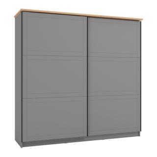 Wardrobe Valencia 220 in grey-artisan oak-grey mat color ,size 217*62.5*210cm