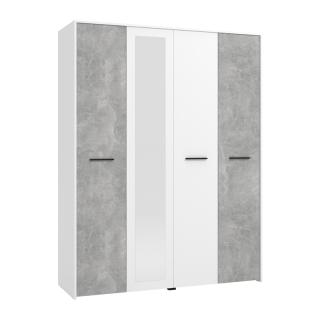 Wardrobe VARADERO 4K1O in white-concrete color ,size 157,5x53x203,5cm