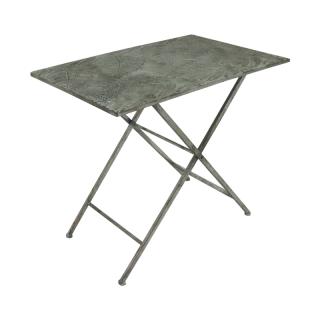 Metal table Fylliana 22075 in silver antique color ,size 66x37x61cm