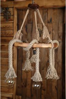 Wooden lamp Fylliana with ropes