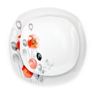 Set Fylliana of seven plates with red flower