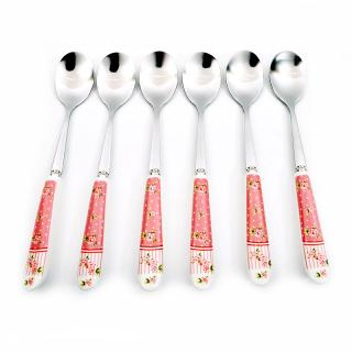 Set spoon Fylliana with six pieces in pink color