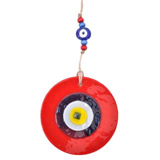 Fused glass Fylliana Eye in red color, size 10cm