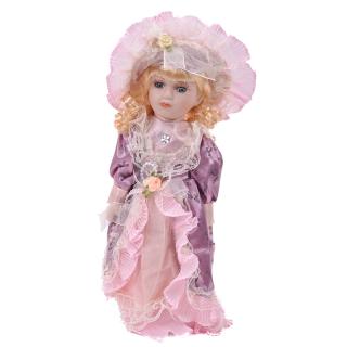 Porcelain doll Fylliana in brown color, size 32cm
