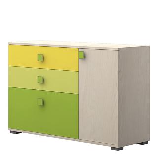 Commode Fylliana in green color, size 125*144*83cm