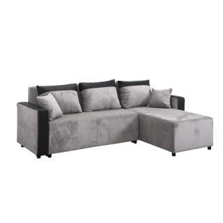 Corner sofa LAURA G6/R2b- grey/pu black