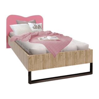 Child's bed Fylliana Smile in grey oak and pink color, size 120*200cm