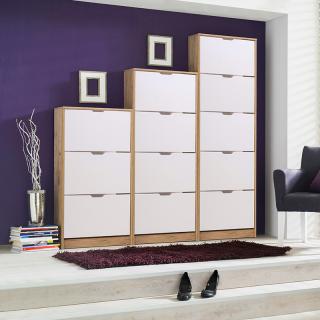 Shoe cabinet Hugo 23 Gold Oak-White Laquer 67*28*119
