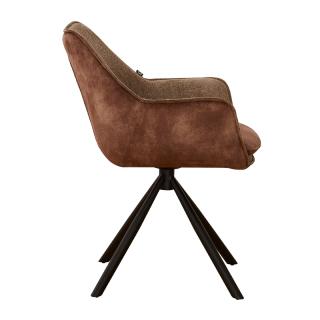 Armchair Fylliana with metal legs and brown fabric, size 62x61,5x84cm