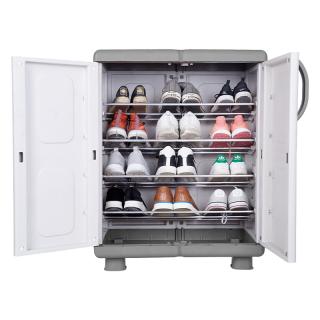 Plastic shoe cabinet Fylliana in grey anthracite color, size 73*44*96cm
