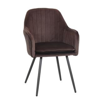 Armchair Fylliana with metallic legs in brown color, size 58*60*87