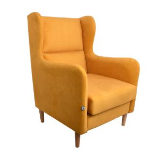 Armchair Fylliana Anais with wooden legs in mustard color, size 72*75*100