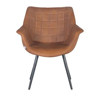 Armchair Fylliana 910Β with metallic legs in brown color fabric , size 62x65x82