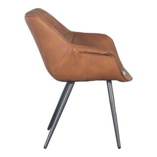 Armchair Fylliana 910Β with metallic legs in brown color fabric , size 62x65x82