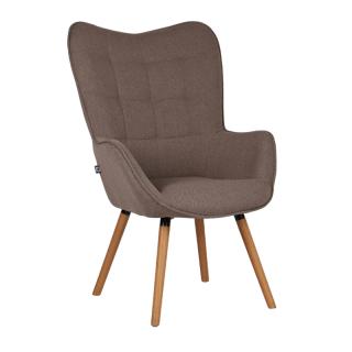 Armchair Fylliana Erato in brown color with wooden legs in its natural color, size 68*73*108cm