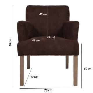 Armchair Fylliana with sonoma wooden legs in brown color, size 70*77*90