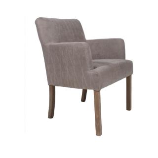 Armchair Fylliana with sonoma wooden legs in beige color, size 70*77*90