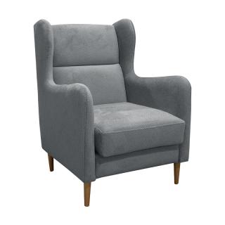 Armchair Fylliana New Anais with wooden legs in grey color, size 72x75x100cm
