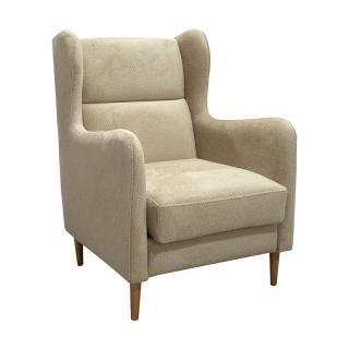 Armchair Fylliana New Anais with wooden legs in beige color, size 72x75x100cm