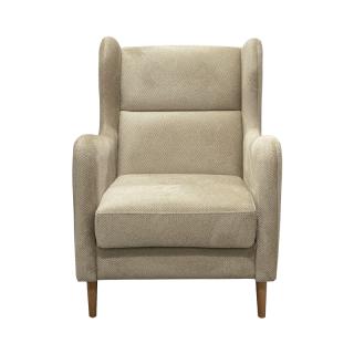 Armchair Fylliana New Anais with wooden legs in beige color, size 72x75x100cm