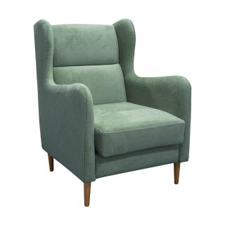Armchair Fylliana New Anais with wooden legs in green color, size 72x75x100cm