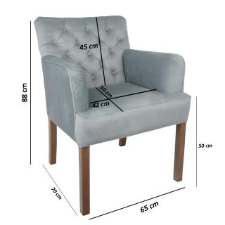 Armchair Fylliana New F4 with buttons and wooden legs in mint color, size 65x70x88cm