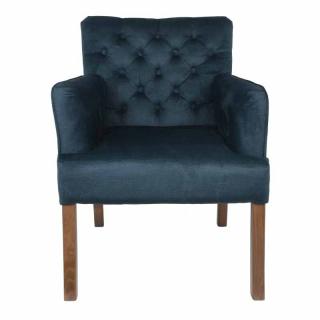 Armchair Fylliana New F4 with buttons and wooden legs in petrol color, size 65x70x88cm