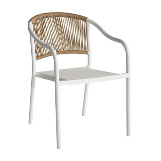 Outdoor chair Fylliana Dakar in white color ,size 57x63x80cm