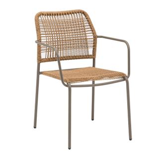 Outdoor armchair Fylliana Leana in brown color 56x59x80cm