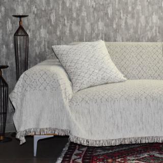 Sofa cover Fylliana Cross in beige, size 180x300cm