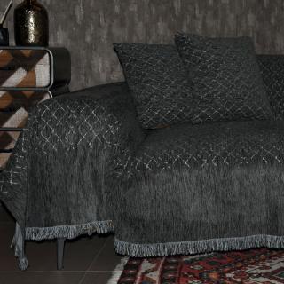 Sofa cover Fylliana Cross in dark grey, size 180x300cm